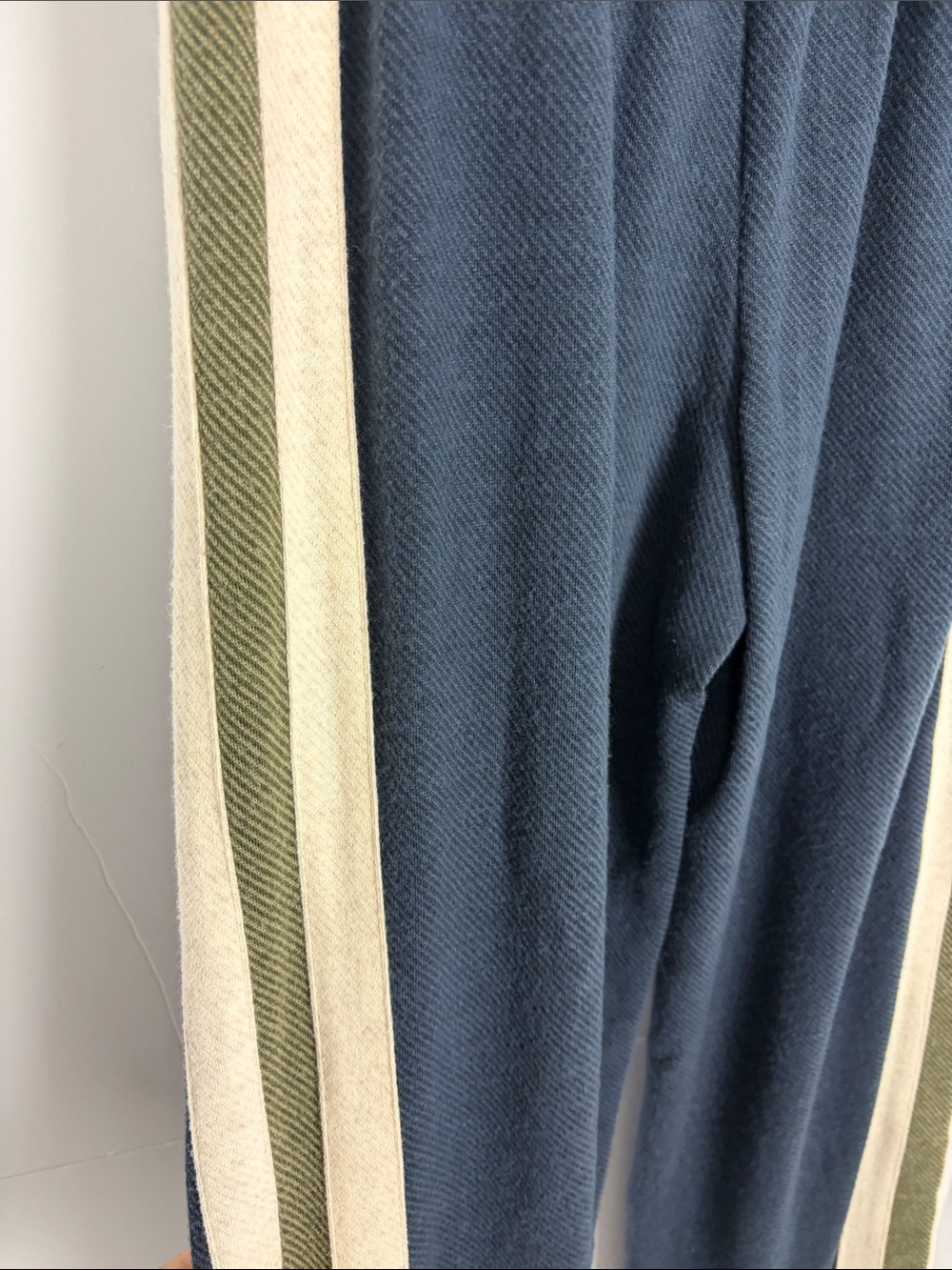 Faherty Legend Lounge Track Pants XS Navy Organic Cotton Wide Leg Side Stripe - Picture 8 of 16